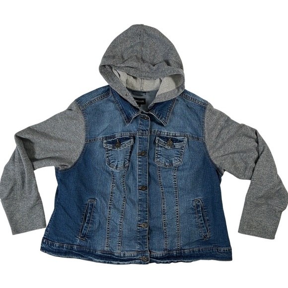 New Look Jackets & Blazers - Jackets & Hoodies| New Look 2X Acid Washed Ombré Denim/Gray Hobo Hood Jacket